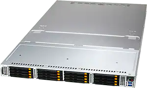 A silver rack-mounted server with multiple front-facing drive bays, status indicator lights, and ventilation slots, designed for backup storage or enterprise computing environments within a server network.